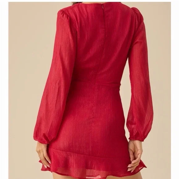 Altar'd State Vibrant Red Long Sleeve Dress - Picture 2 of 6